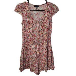 As U‎ Wish Romper Pink Floral Girls Medium Shorts Cap Sleeve
